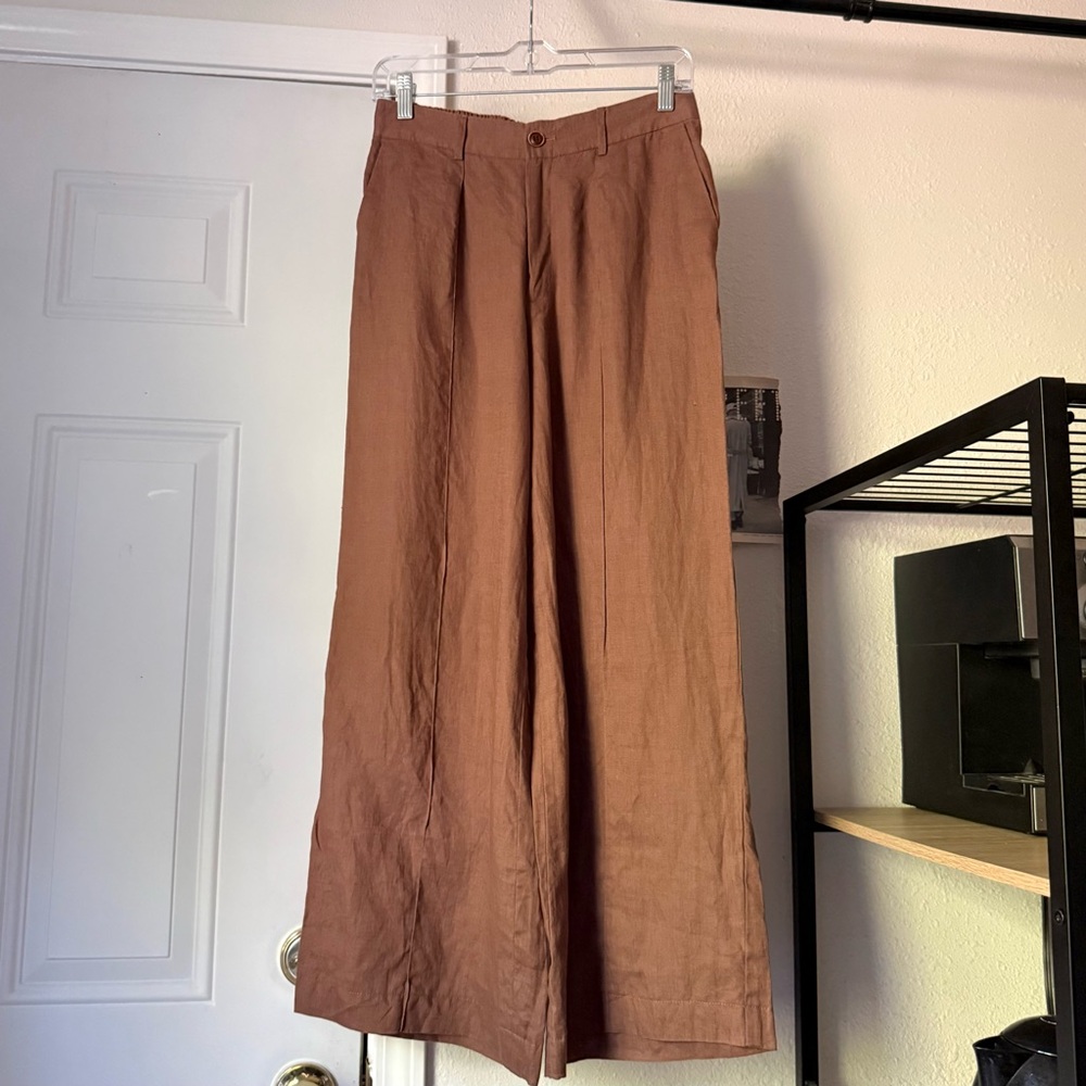 Women's Wide-Leg Ankle Crop Pants in Brown